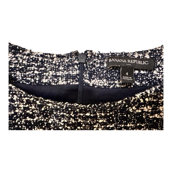 BANANA REPUBLIC Tweed  Blue/White Sleeveless A-Line Career Dress-Size 4 - Picture 3 of 3